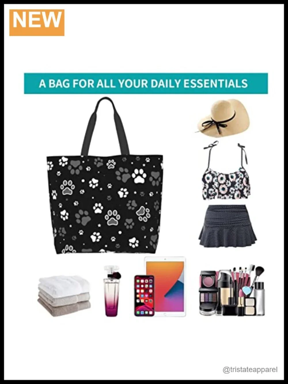 Large Capacity Polyester Tote Bag Reusable Grocery Shopping Beach Travel